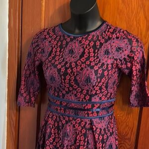 Miusol Red and Blue Fit and Flare Dress